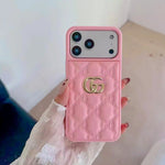 Luxury Stamped GG Leather iPhone Case for 13-17