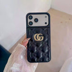 Luxury Stamped GG Leather iPhone Case for 13-17