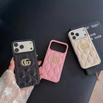 Luxury Stamped GG Leather iPhone Case for 13-17