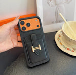 Hermes Leather Phone Cover Card Slot For iPhone 12-17 Series