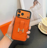 Hermes Leather Phone Cover Card Slot For iPhone 12-17 Series