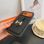 HRM Leather Card Holder Case with H Buckle