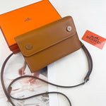 Luxury Hermes Calfskin Leather Crossbody Snap Bag