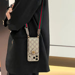 Classic Leather iPhone Case With Card Wallet And Strap