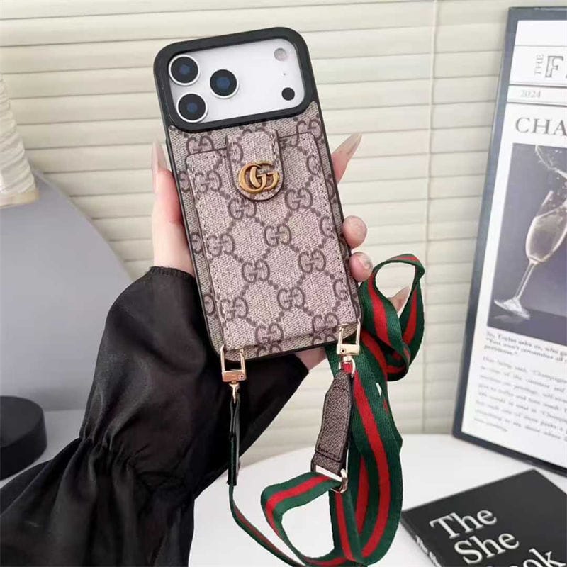 Lv Leather Card Holder Case Crossbody for iPhone 17/ 16/ 15/ 14