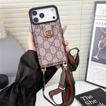 Lv Leather Card Holder Case Crossbody for iPhone 17/ 16/ 15/ 14