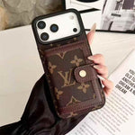Lv Leather Card Holder Phone Case For iPhone 17 / 16 / 15 / 14