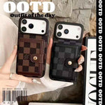 Lv Leather Card Holder Phone Case For iPhone 17 / 16 / 15 / 14