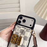 Luxury Louis Vuitton Phone Case with Card Holder and Strap 13-18 Pro & Pro Max