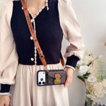 Luxury Leather Monogram iPhone Case With Card Holder And Strap