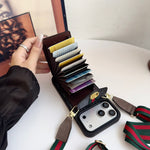 Classic Leather GG iPhone Case With Card Holder And Strap