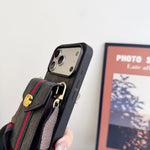 Classic Leather GG iPhone Case With Card Holder And Strap