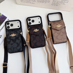 Leather Coach iPhone Case With Card Holder And Strap