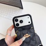 Leather Coach iPhone Case With Card Holder And Strap