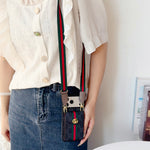 Classic Leather GG iPhone Case With Card Holder And Strap