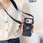 Leather Coach iPhone Case With Card Holder And Strap