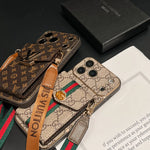 Luxury Classic GG iPhone Case With Card Holder And Strap