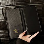 Premium Leather Folio Monogram Phone Case with Card Holder for iPhone 12-18 Pro & Pro Max