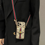 Luxury Classic GG iPhone Case With Card Holder And Strap