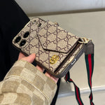 GG Premium Leather Wallet Case with Crossbody Strap for iPhone 12-18 Pro & Pro Max