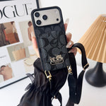 Leather Coach iPhone Case With Wallet And Strap