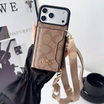 Designer Monogram Wallet Coach Case with Crossbody Strap