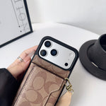 Designer Monogram Wallet Coach Case with Crossbody Strap
