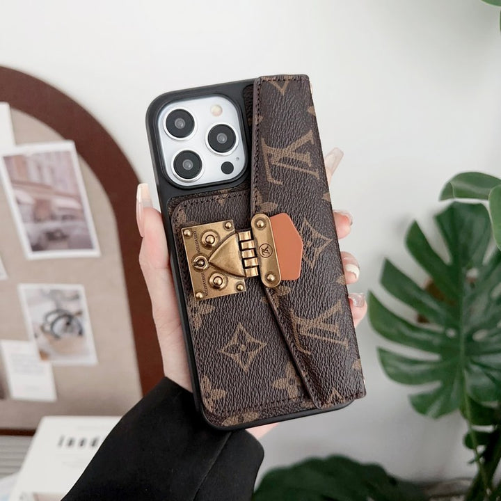 Luxury LOCK CARD BAG CROSSBODY CHAIN IPHONE CASE