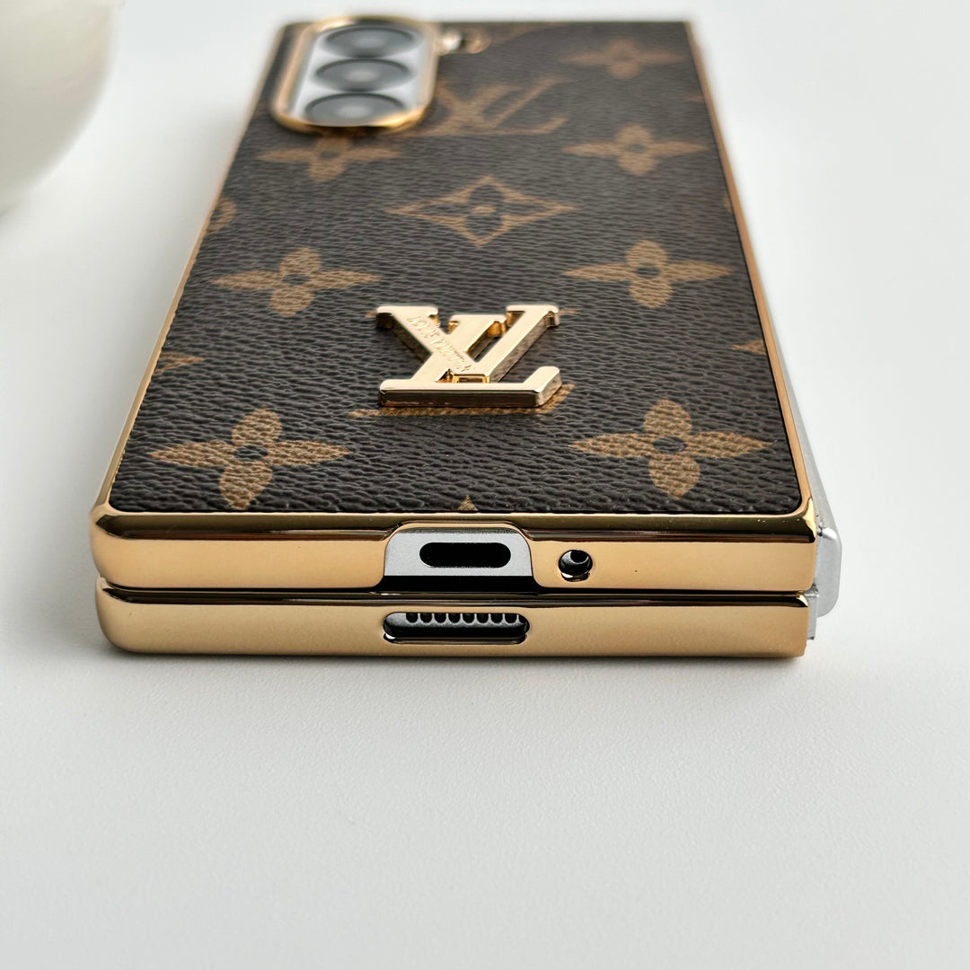 LV Monogram Leather Phone Case - Samsung Z Fold 3, 4, 5, 6, 7 | Luxury Protection THEROXYMOB LV Monogram Leather Phone Case - Samsung Z Fold 3, 4, 5, 6, 7 | Luxury Protection THEROXYMOB