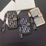 Luxury Monogram Canvas Wallet Case with Wristlet Strap for iPhone 12-17