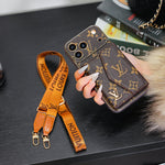 Luxury Elegant Case with Card Holder & Strap For iPhone 12-17
