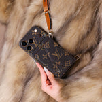 Luxury Elegant Case with Card Holder & Strap For iPhone 12-17