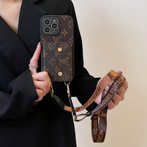 Lou Card Bag Chain Brown iPhone Case