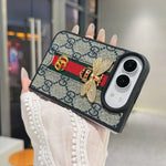 Luxury GG Monogram Bee Leather Case for iPhone Duo
