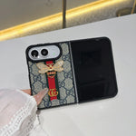 Luxury GG Monogram Bee Leather Case for iPhone Duo