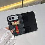 Luxury GG Monogram Bee Leather Case for iPhone Duo