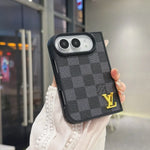 Luxury Classic LV Leather Case with Gold Emblem for iPhone Duo