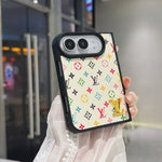 Luxury Classic LV Leather Case with Gold Emblem for iPhone Duo