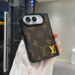 Luxury Classic LV Leather Case with Gold Emblem for iPhone Duo