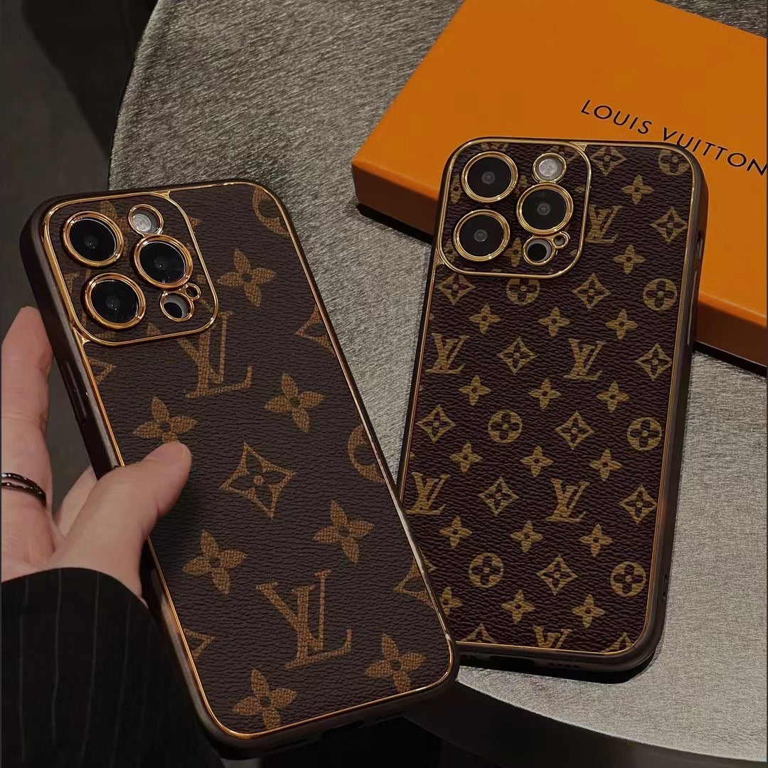 BROWN COLOR LV PHONE CASE FOR IPHONE