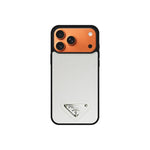 Premium Saffiano Leather Case with Metallic Badge for iPhone 12-17 Series