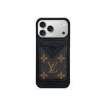 Set Magsafe Cardholder Orange LV Monogram Black with Case For iPhone 12-17 Series