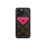 Set Magsafe Cardholder Orange LV Monogram Brown with Case For iPhone 12-17 Series