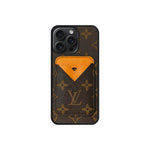Set Magsafe Cardholder Orange LV Monogram Brown with Case For iPhone 12-17 Series
