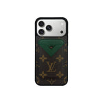 Luxury LV Monogram Leather Phone Case with Detachable Card Holder for iPhone 12-18 Pro & Pro Max