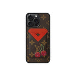 Set Magsafe Cardholder Orange LV Monogram with Case For iPhone 12-17 Series