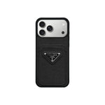 Luxury Saffiano Leather Case with Card Pocket for iPhone 12-17 Series