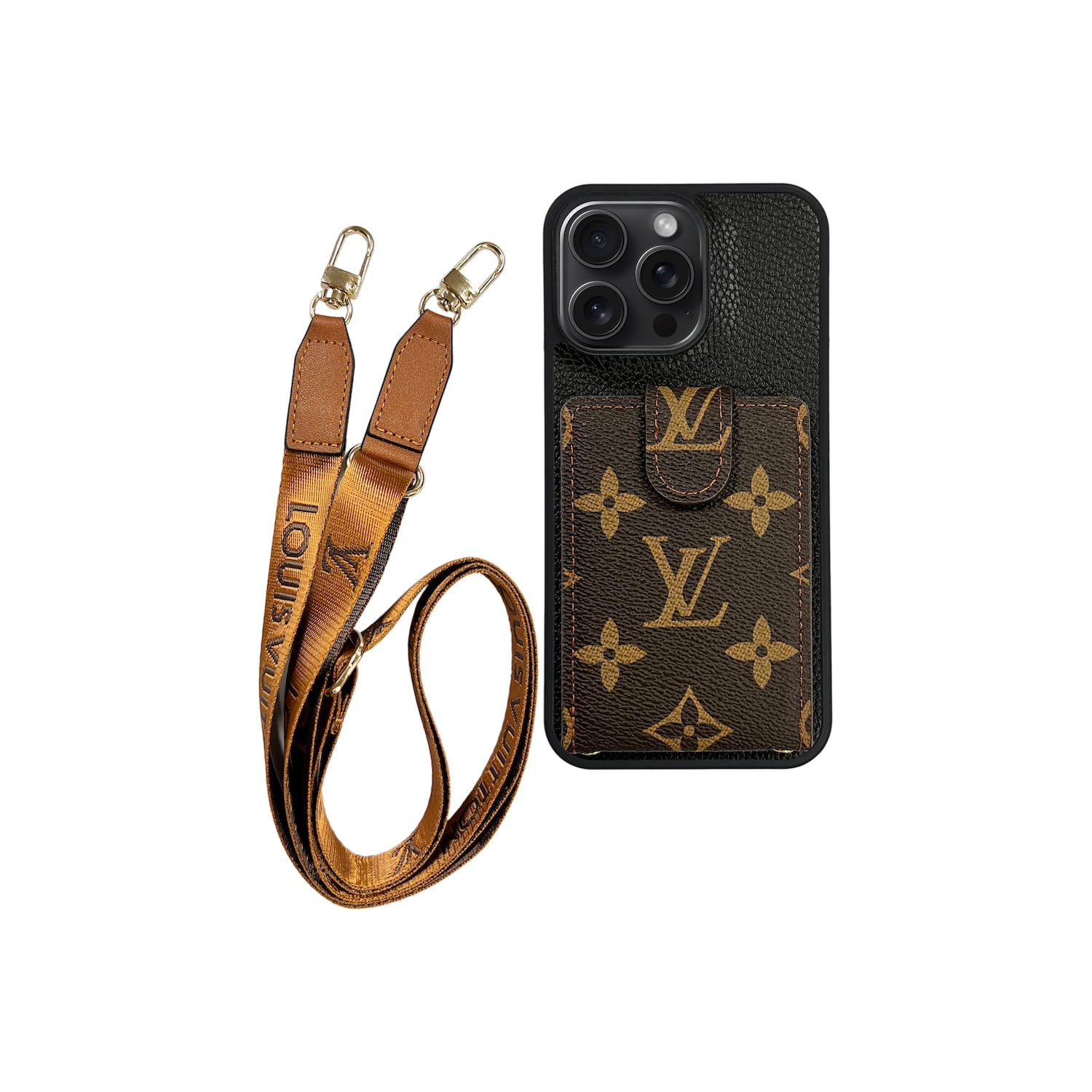 Lv Monogram Phone Case with Strap For iPhone 17/ 16/ 15/ 14