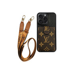 Brown Monogram Cardholder Lanyard for iPhone 12-17 Series