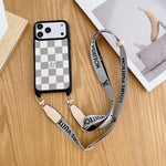 Luxury Monogram Phone Case with Detachable Strap for iPhone 12-17 Series